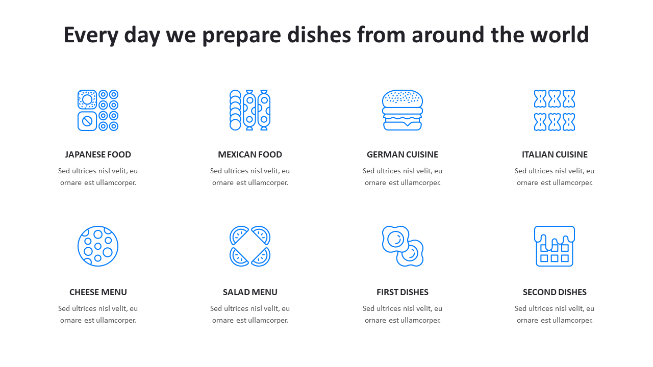 catering dishes plan powerpoint template